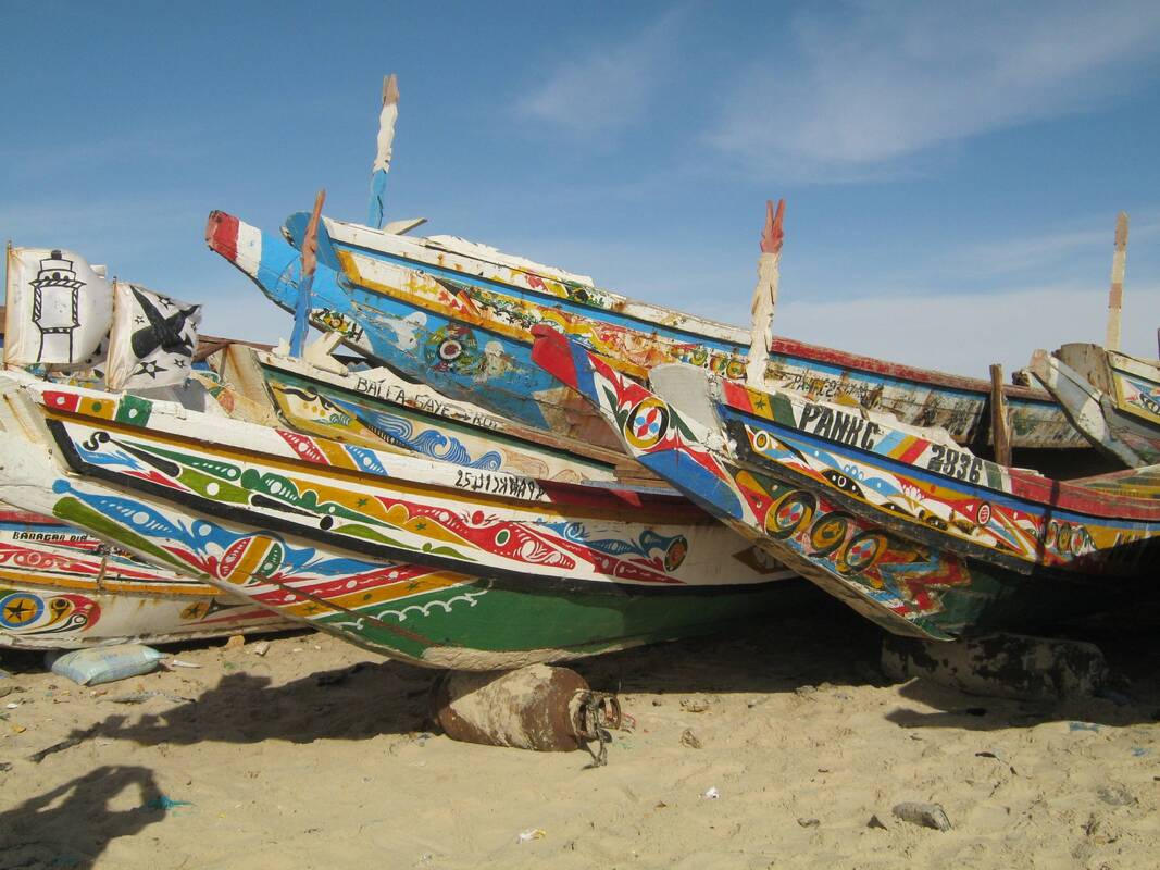 Colourful fishing boats, Nouadhibou area