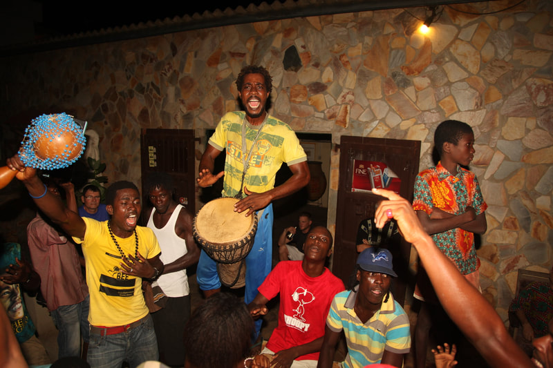 Celebrating soccer win in Lome, Togo